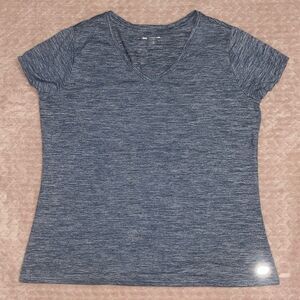 Amazon Essentials Womens Heather Blue Short Sleeve Active Top